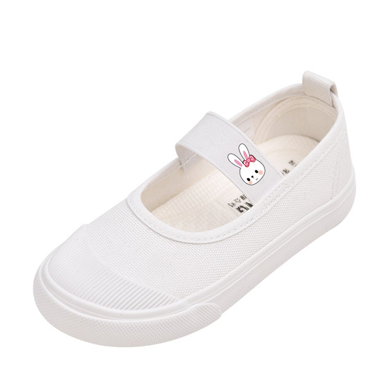 Children's white shoes, girls' kindergarten indoor and outdoor dance performances, dance performances, canvas children's shoes, spring and autumn girls' cloth shoes