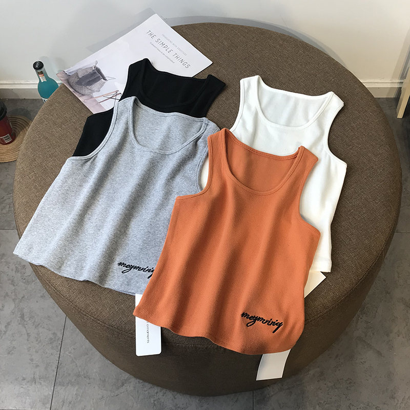 2021 spring and summer new I-shaped camisole women's short outer wear thin slim stretch yoga vest tide