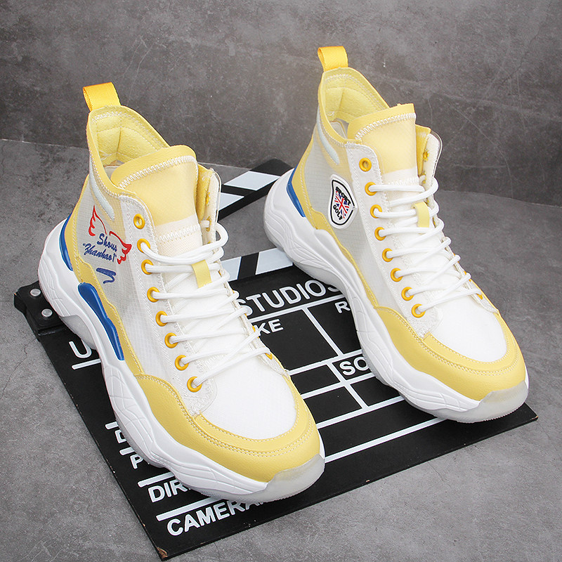 Summer men's shoes breathable thin-style thick bottom high cylinder men's shoes 2022 new mesh sneaker trends 100 hitch