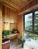 Balcony wood gusset ceiling Solid wood wainscoting Sauna board Charcoal wood wood square outdoor anti-corrosion wood floor