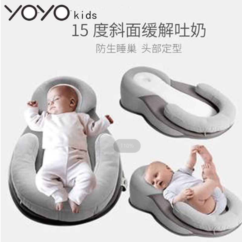 Newborn baby pillow 0 to 3 months baby sleep anti-bias special four-season universal slope pillow anti-spit milk