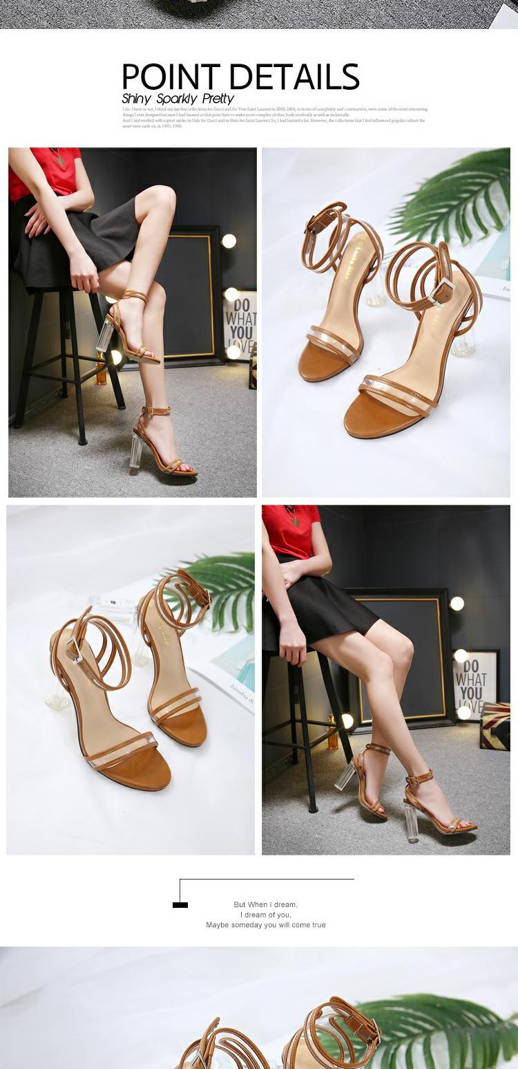 Mùa hè 2018 mới khí chất nữ cao gót trong suốt từ gợi cảm với hở ngón dày với sandal pha lê nữ dép adidas