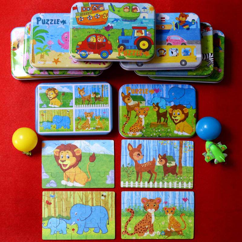 Wooden Puzzle Children Early Teach Animal Cars Kindergarten Baby Puzzle Power Toys 1-2-3-4-5-6