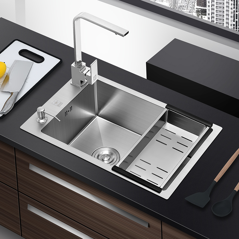 Household stainless steel sink Single sink kitchen sink handmade sink sink Under the table 304 sink sink