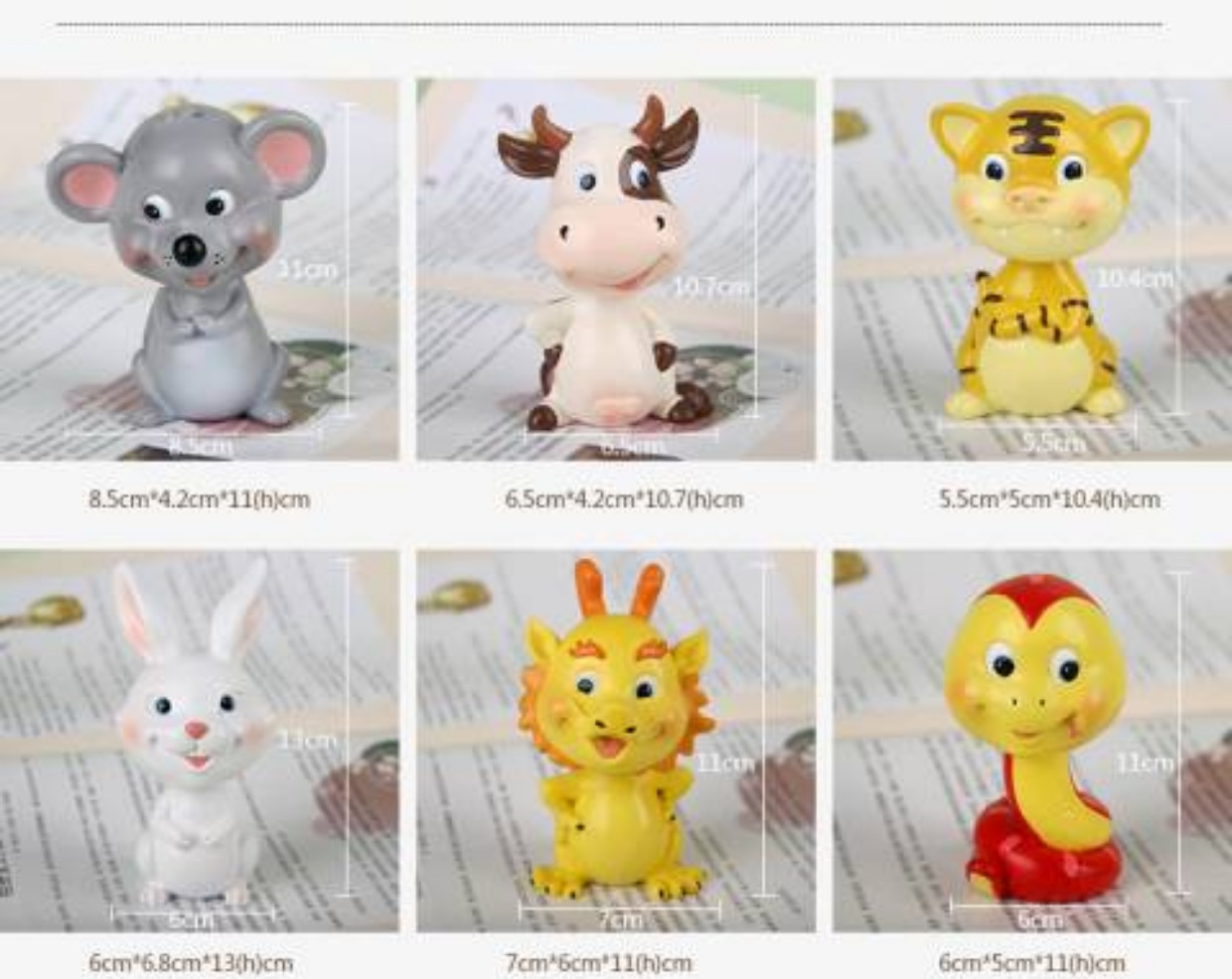 Trang trí nội thất Ushop 12 Zodiac lắc đầu đầy đủ bộ máy tính để bàn nhựa thủ công trang trí phòng xe decor nhà