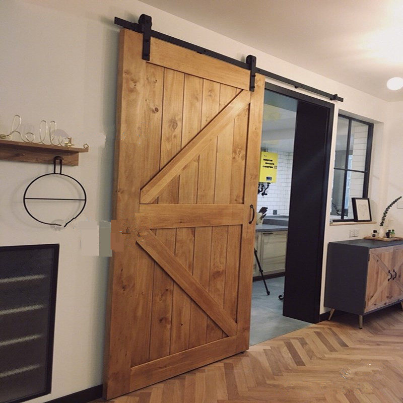 Retro solid wood barn door Dressing Room Door Chalkboard Door suspension Wheel Sliding Door Custom Kitchen Interior Door