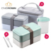 hộp com giữ nhiệt zojirushi 4 ngăn Hộp đựng đồ ăn trưa kiểu Nhật Bản Hộp cơm trưa hai lớp cách nhiệt cách ly Hộp đựng đồ ăn bằng lò vi sóng - Hộp cơm điện sưởi ấm hộp cơm điện lock&lock ejr226ivy Hộp cơm điện sưởi ấm