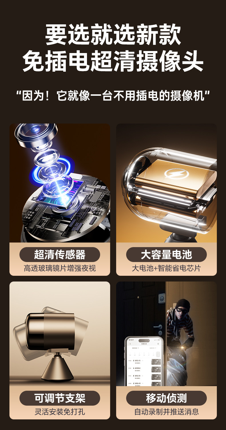 IP-камера 摄像头高清夜视家用连手机远程360度无死角监控器无线wifi免插电 Kompass