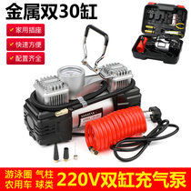 220V household AC twin cylinder tire pump Motorcycle agricultural tricycle car tire pump Basketball