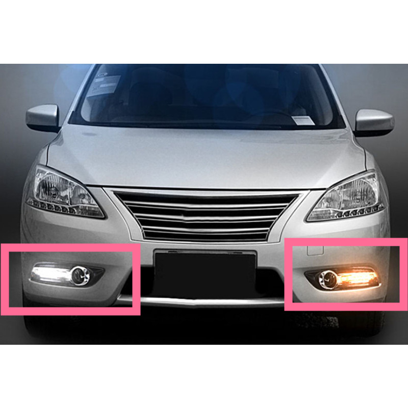 2*White+Yellow LED Daytime Running Fog Light for Nissan Sylphy Sentra
