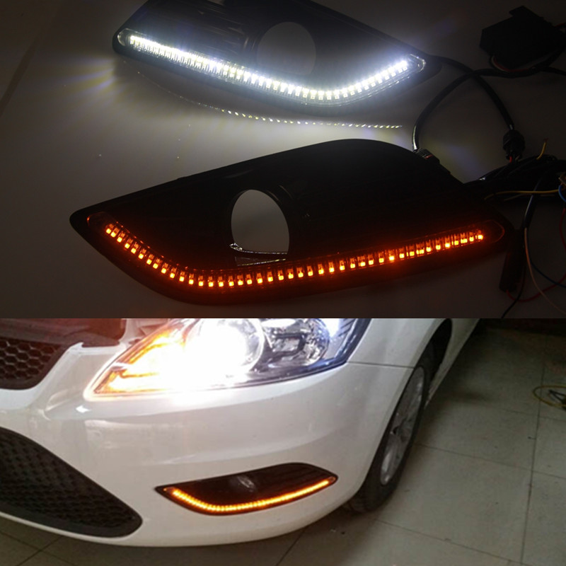 For Ford Focus 20092010 White+Yellow LED Daytime Running Fog Lights DRL 1SET eBay