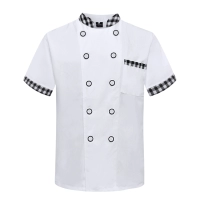 Черно-белый клетчатый воротник с короткими рукавами