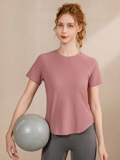 Yoga Clothes for Women in Summer, Slimming and Slimming, Running and Fitness Tops, Pilates Sports Training Clothes, Quick-Drying Short-Sleeved T-Shirts