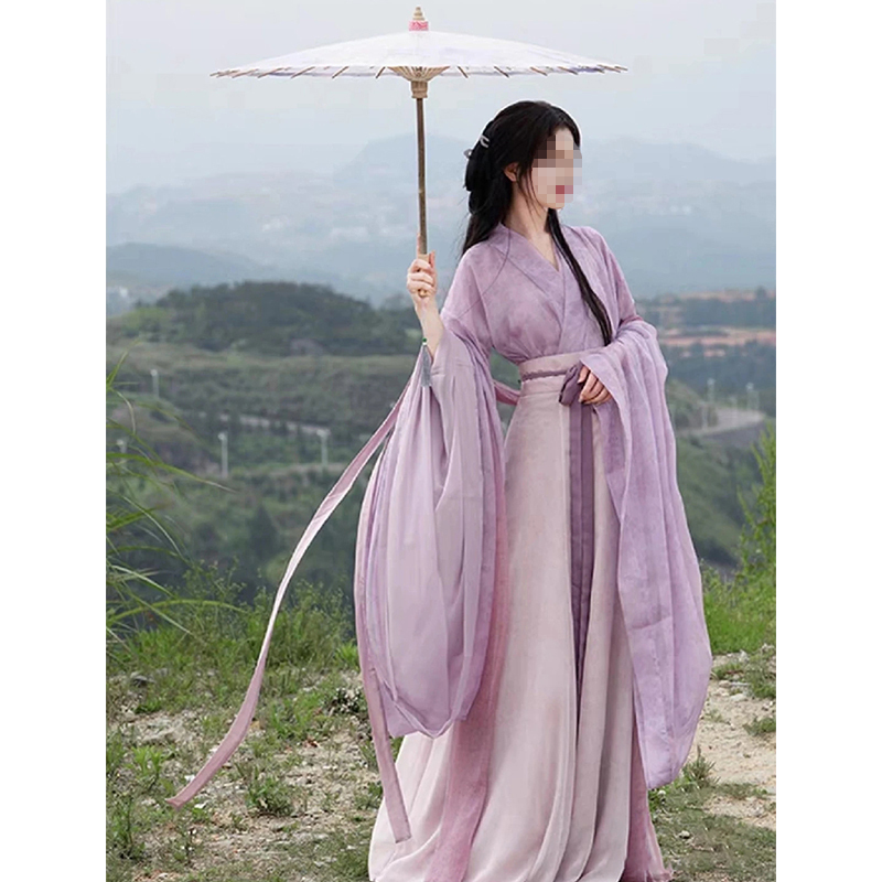 Wei and Jin Dynasty Style Hanfu for Women, Adult Daily Wear, Ancient Costume, Waist-Length Eight-Panel Skirt, Purple Ancient Style Set, Chinese Style, 2026 New Model