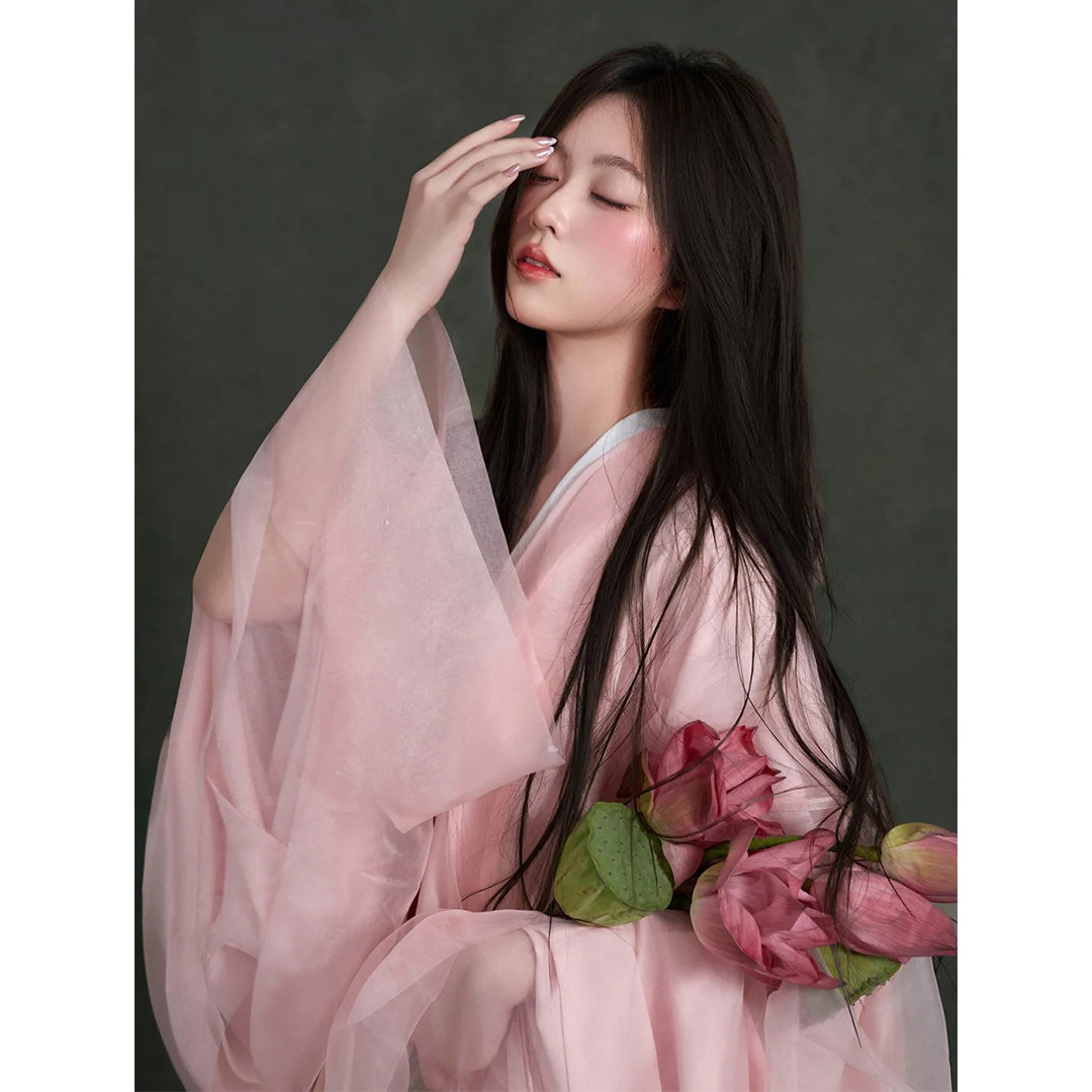 粉色荷花战国袍汉服 女款2025新款 古风古装 🌸 -汉服套装-淘宝好物网