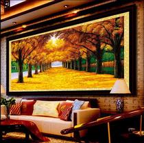 2018 New printed cross-stitch golden thread embroidery living room cotton thread large 2 meters full embroidered silk thread embroidery painting