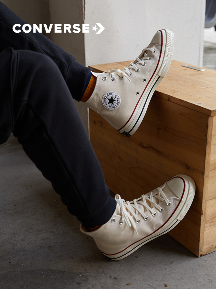 CONVERSE Converse official 1970s high cylinder retro sail fabric shoes Samsung Pets Lovers Shoes Rice White 162053C