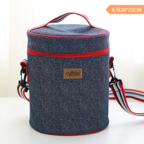 Elephant printed lunch box XE20 GH18 round insulation bag for picnic ice bag denim insulation Barrel Bag