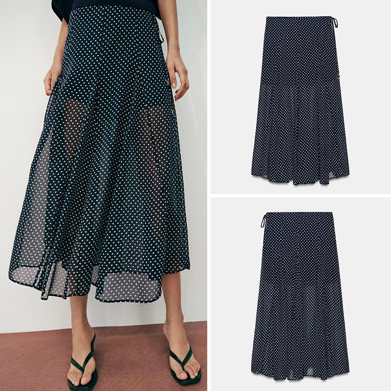 Za2026 Summer New Women's Clothing Beaded Bow Polka Dot Midi Dress Skirt 5029152 043 Za2026 Summer New Women's Clothing Beaded Bow Polka Dot Midi Dress Skirt 5029152 043
