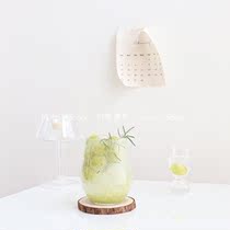 Walnut Bazaar Japan and South Korea ins Transparent Glass Cup Round Milk Cup Juice Cup Big Fat Cup Cold Drink Cup