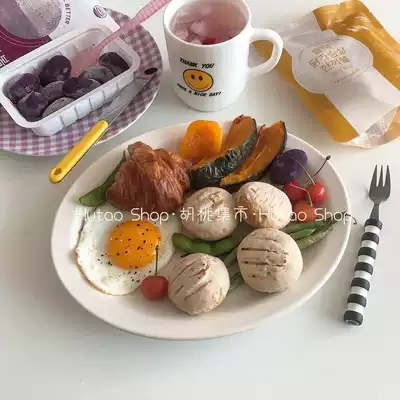 Korean ins Wind blogger ondo same white oval ceramic plate Western plate pasta plate breakfast plate salad plate