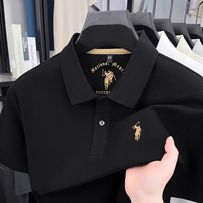 Authentic Paul 100% High-End Pure Cotton Short-Sleeve T-Shirt for Men, New Casual Versatile Half-Sleeve Polo Shirt with Pony Logo