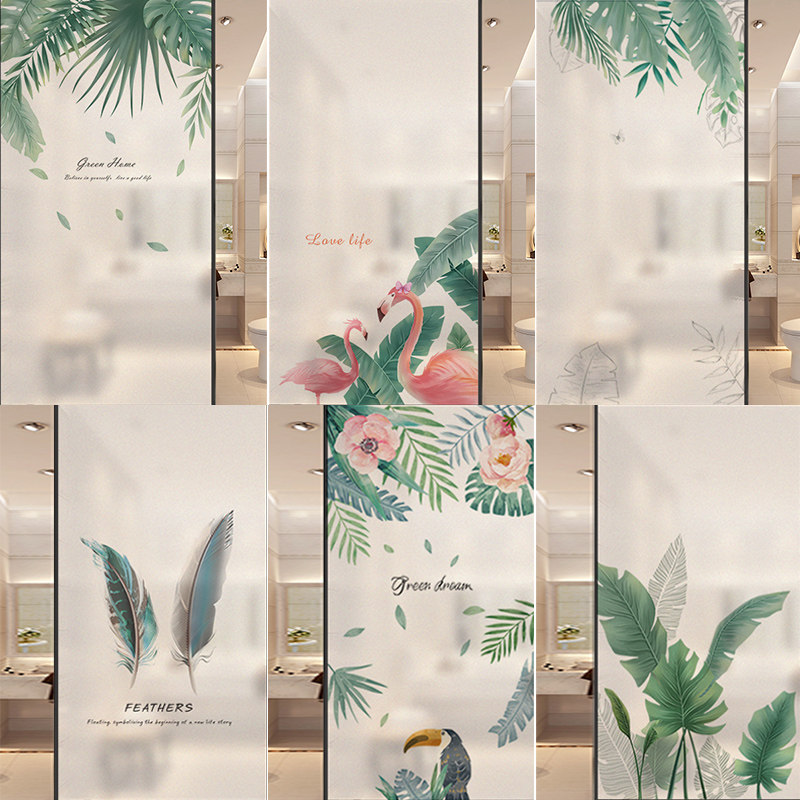 Bathroom glass stickers light opaque toilet anti-disconnected window full covered polished electrostatic tape