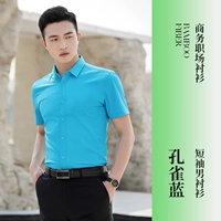 Мужская (короткая) павлинная синяя рубашка