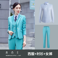 Женский пиак-синий (костюм+брюки)+рубашка