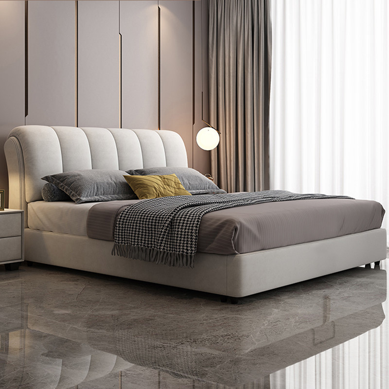 Cloth bed modern simple Nordic technology double master bedroom 18 meters light luxury wash-free solid wood small apartment 15 cloth bed