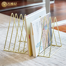 Light and luxurious Nordic style Alloy Tabletop Book Newspaper Shelf Living Room Office Swing sample room Home Accessories Press Rack