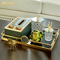 Upscale light and luxurious home Accessories Soft-mounted Living-room Tea Table Tray Containing set Tissue Box Pendulum American Decorations