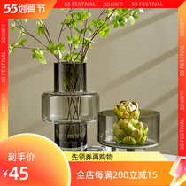 Vase glass light and luxurious pendulum pieces hanging bells extremely minimalist Nordic rich and expensive bamboo flowers Living room net red hydropony creative dried flowers