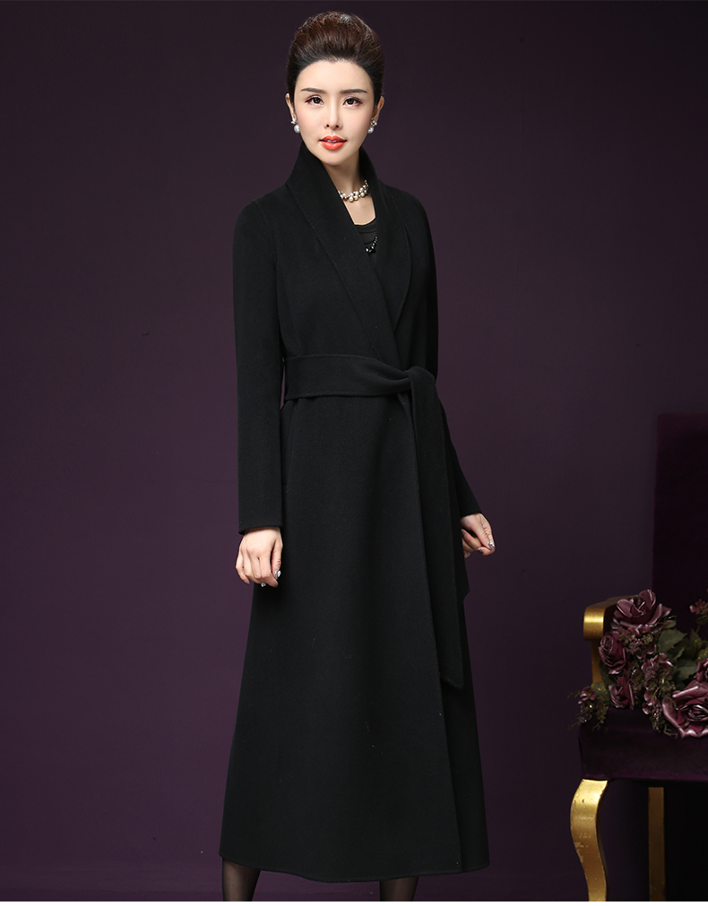 Wang Xiaoya 2018 Mùa đông Mới Đơn giản Tính khí Kích thước lớn Thắt lưng nữ Áo len Áo khoác thủy triều vest dạ nữ ngắn