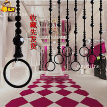 Shopping mall decoration ring clothing store hanger display rack selling clothes simple fashion black hanging chain hanging ring crystal chain