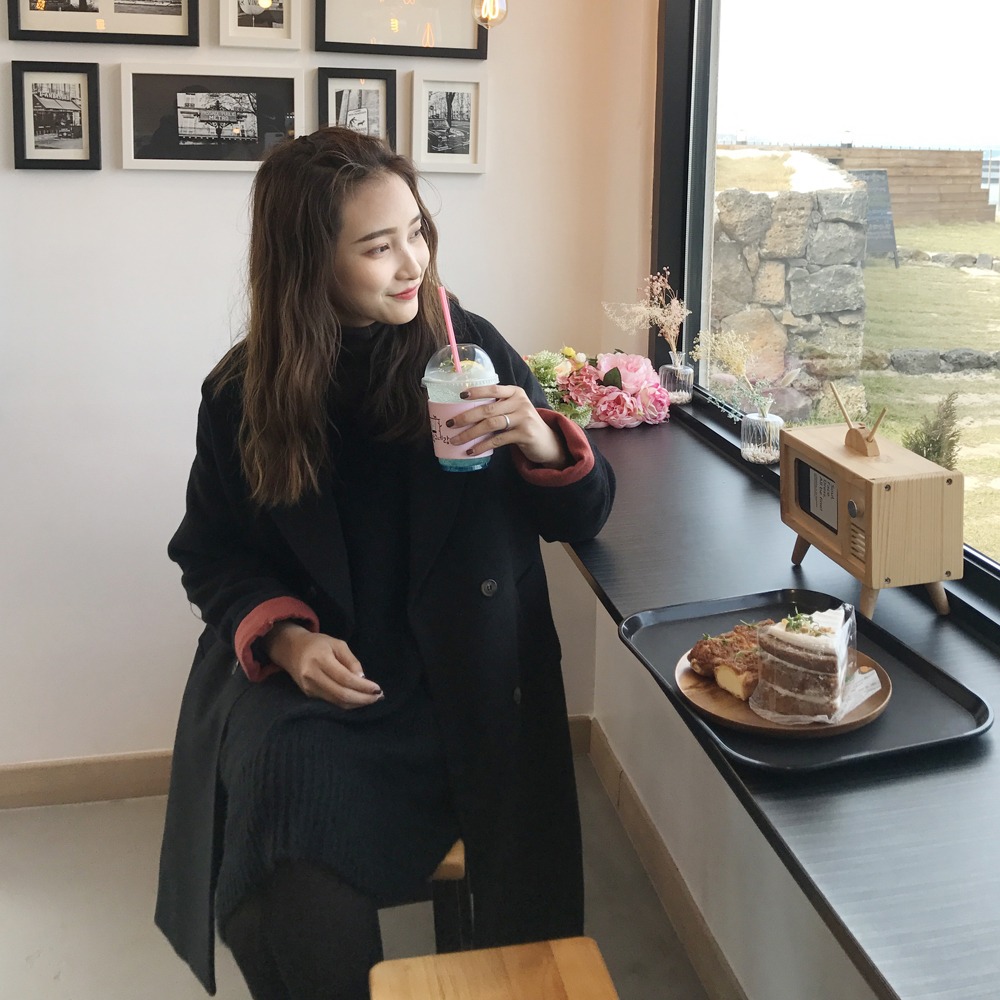 Áo len dài mùa đông Hepburn gió nữ 2018 phiên bản mới của Hàn Quốc dành cho học sinh nhỏ bé Nizi phổ biến áo khoác áo khoác nike