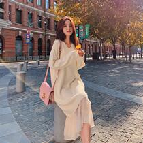 Autumn and winter pregnant women 2021 New sweater long skirt slim high temperament long sleeve knitted dress autumn dress