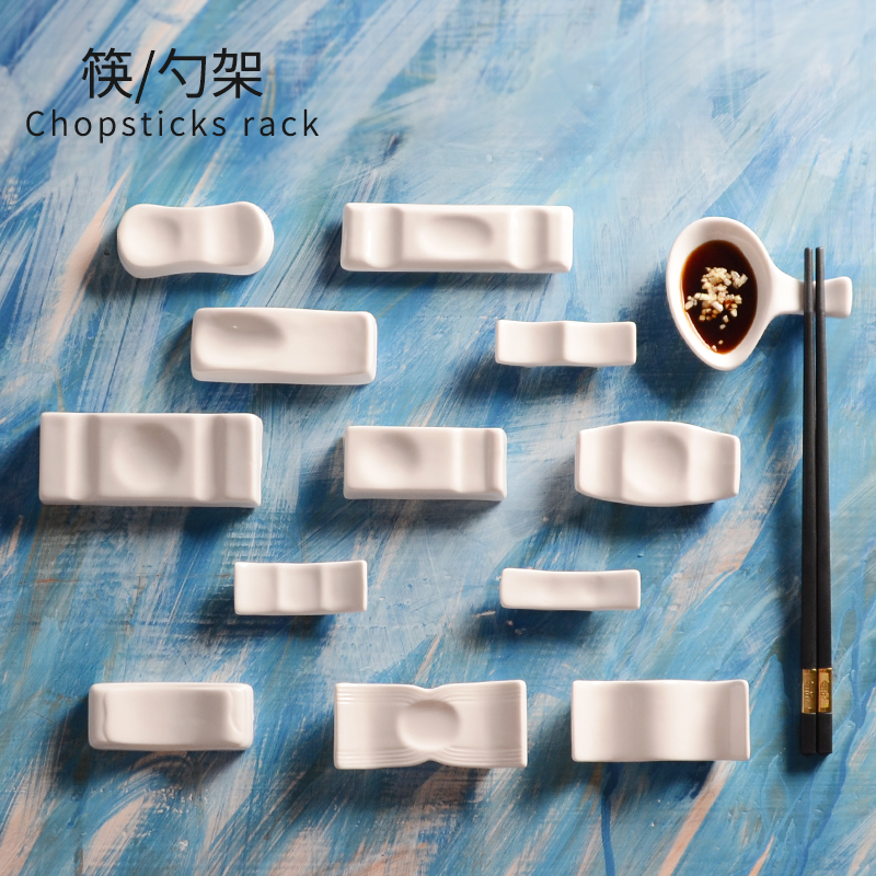 ホテル食器 純白セラミック箸立て 両用 多目的箸立て 箸枕 箸立て スプーンホルダー ホワイトゴールドエッジ