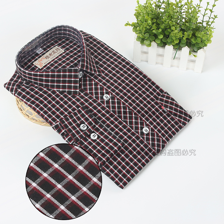 Áo sơ mi nam cotton thô mới dài tay màu xanh lá cây sọc trung niên kẻ sọc cotton giản dị áo sơ mi nam sọc