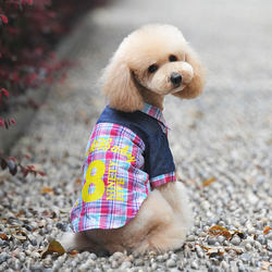 Dog summer clothes shirts two-legged clothes thin breathable striped plaid cat pet clothing Teddy Pomeranian cotton