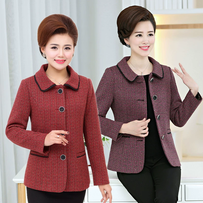 Áo khoác xuân thu cho phụ nữ trung niên và cao tuổi, trang phục bà ngoại, áo ngắn phù hợp với các bà mẹ, áo khoác ngắn mỏng, mỏng - Áo khoác ngắn