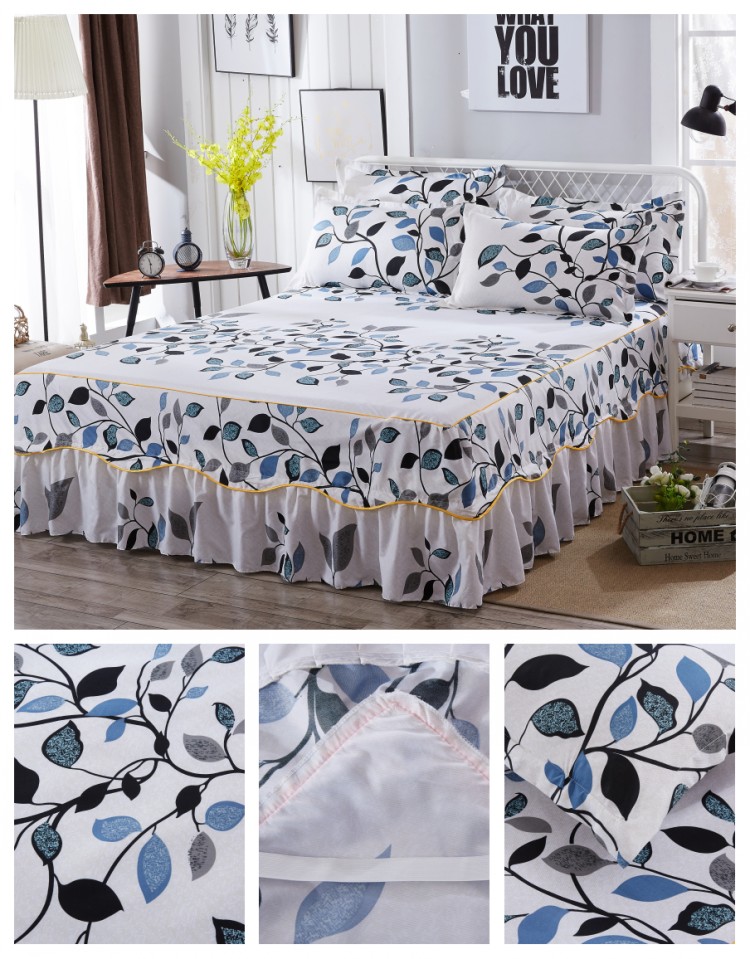 Gia đình bốn vận chuyển giường váy ngủ váy bốn bộ khăn trải giường 1,5 m 1,8 m aloe giường toàn bộ bông - Bộ đồ giường bốn mảnh bộ chăn gối nous