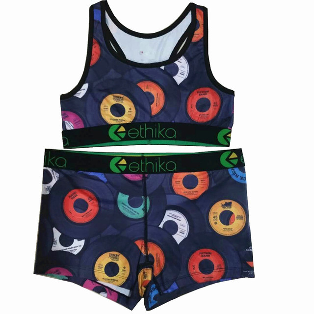 Ethika Trendy Brand Printed Vest-Style Ice Silk Quick-Drying Bra and Underwear Set Comfortable Push-Up Sports Bra for Women Ethika Trendy Brand Printed Vest-Style Ice Silk Quick-Drying Bra and Underwear Set Comfortable Push-Up Sports Bra for Women