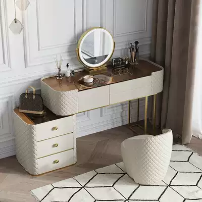 Light luxury tempered glass 2021 new solid wood vanity table simple modern bedroom vanity table small apartment