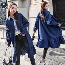 Foreign maternity dress 2020 pregnant women Spring Clothing Spring and Autumn fashion cardigan loose long denim windbreaker coat women