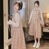 Pregnant women autumn dress 2019 tide Hot Mom long knee fashion autumn personality suit winter autumn two-piece set