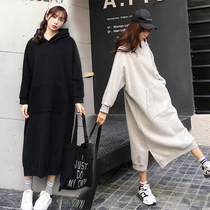 Foreign maternity dress Spring and Autumn Sweater long fashion dress loose winter dress plus velvet jacket autumn coat