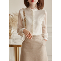 い 2021 early spring new high-end department CHAO temperament fashion OL white ruffle small top ELXY41128