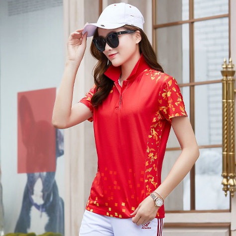 Jiamusi sports short-sleeved t-shirt ladies summer lapel large size casual top men's half-sleeved breathable polo shirt