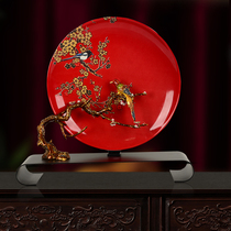 Chinese light extravaganza Classical Delight with Branches Head Jade Tray Green buckle Decorative Tabletop Pendulum with Fancy Living Room Genguan Adornment